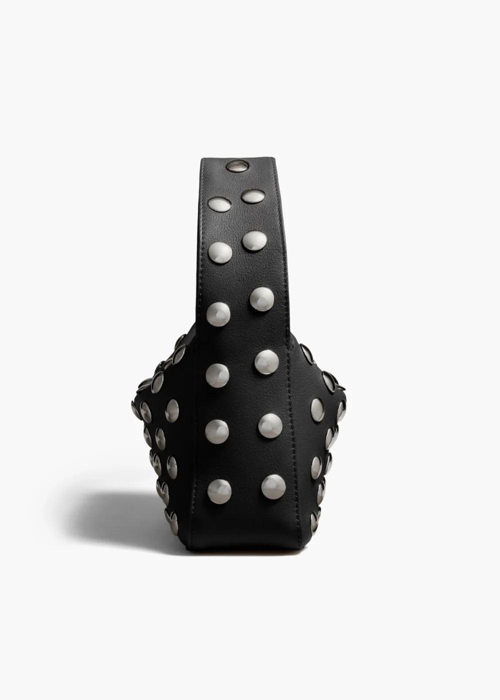 Small Elena Bag in Black Pebbled Leather with Studs - 3
