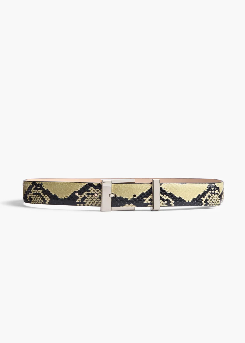 Medium Manhattan Belt in Natural Python-Embossed Leather with Silver