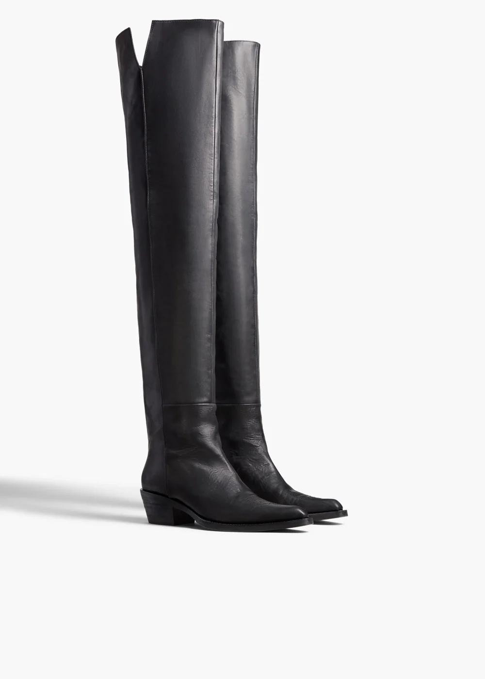 Clive Over-the-Knee Flat Boot in Black Leather - 2