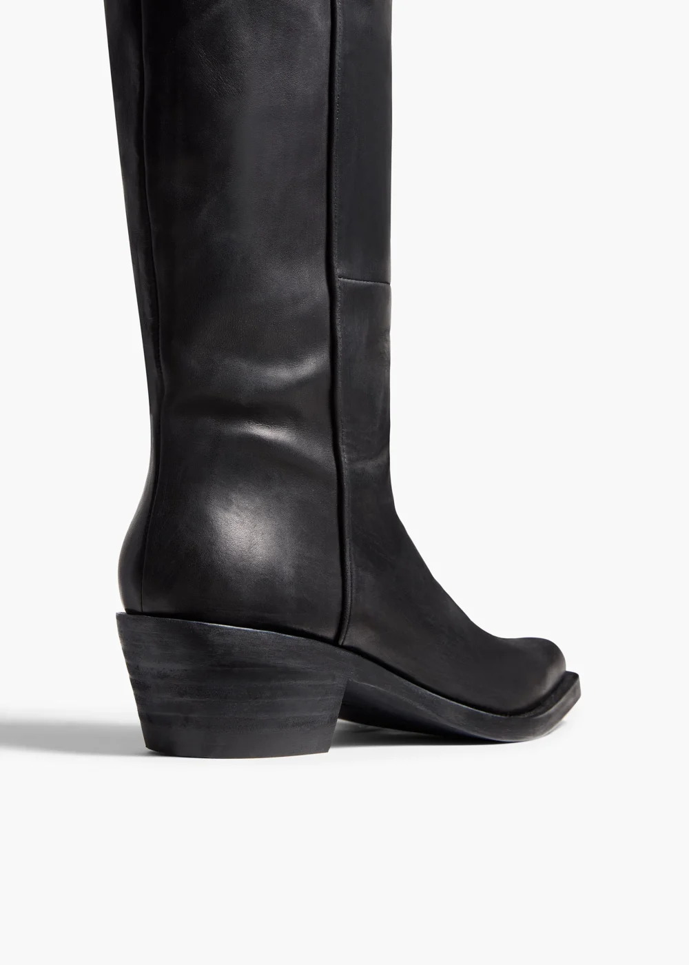 Clive Over-the-Knee Flat Boot in Black Leather - 3