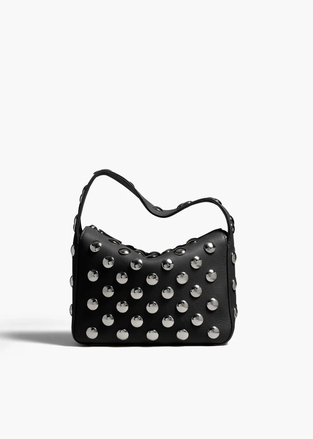 Small Elena Bag in Black Pebbled Leather with Studs
