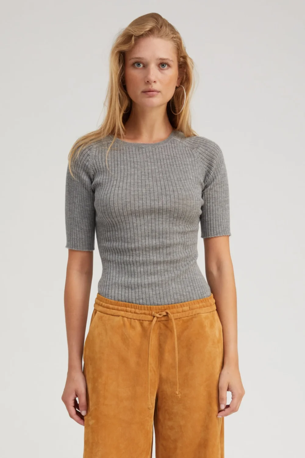 Cashmere Mid Sleeve Crewneck