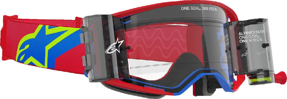 Alpinestars Supertech Roll-Off Goggles – Corp Red/Blue (Clear Lens)