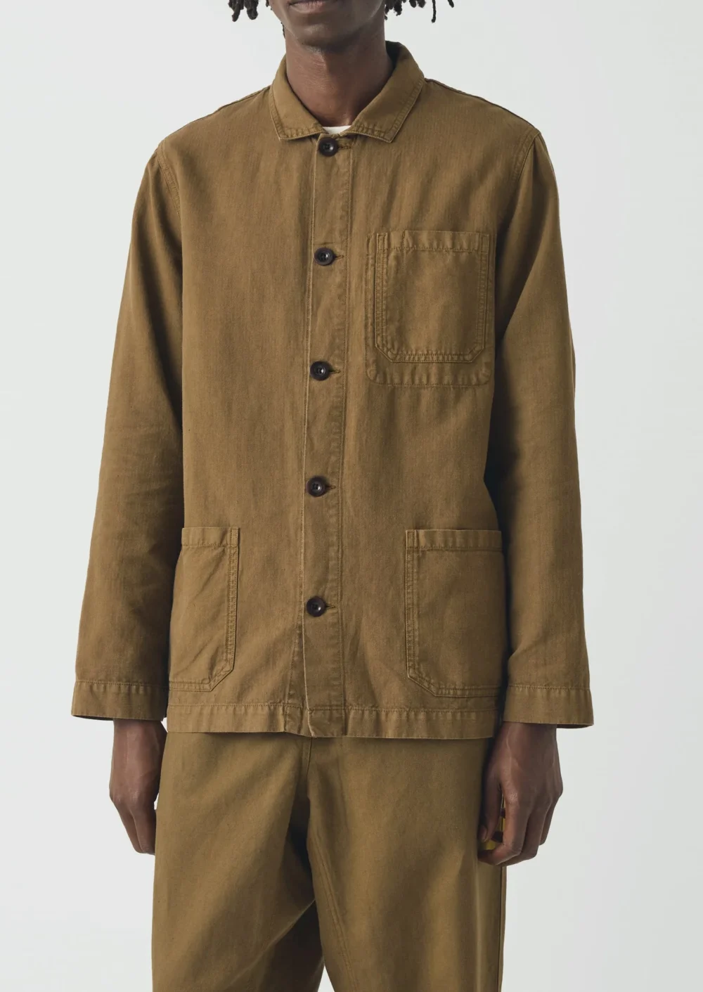 Arlo Garment Dyed Herringbone Jacket | Woodland Green - 2