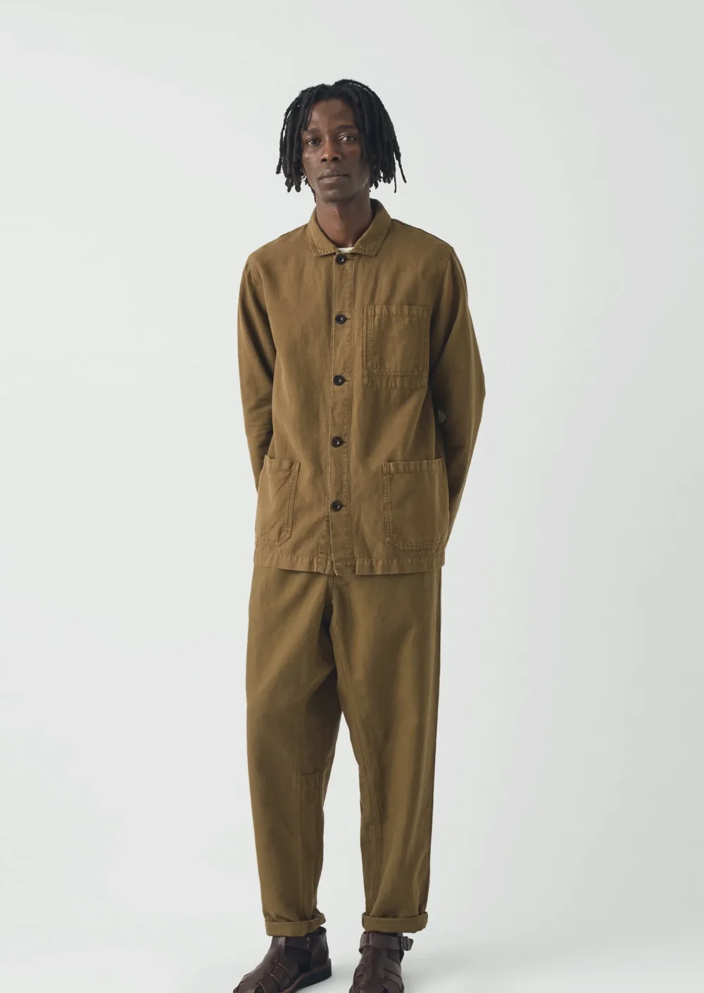 Arlo Garment Dyed Herringbone Jacket | Woodland Green - 3
