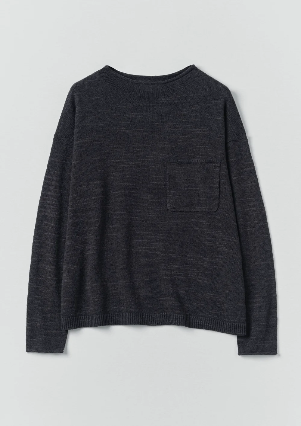 Linen Cotton Fine Knit Sweater | Dark Navy
