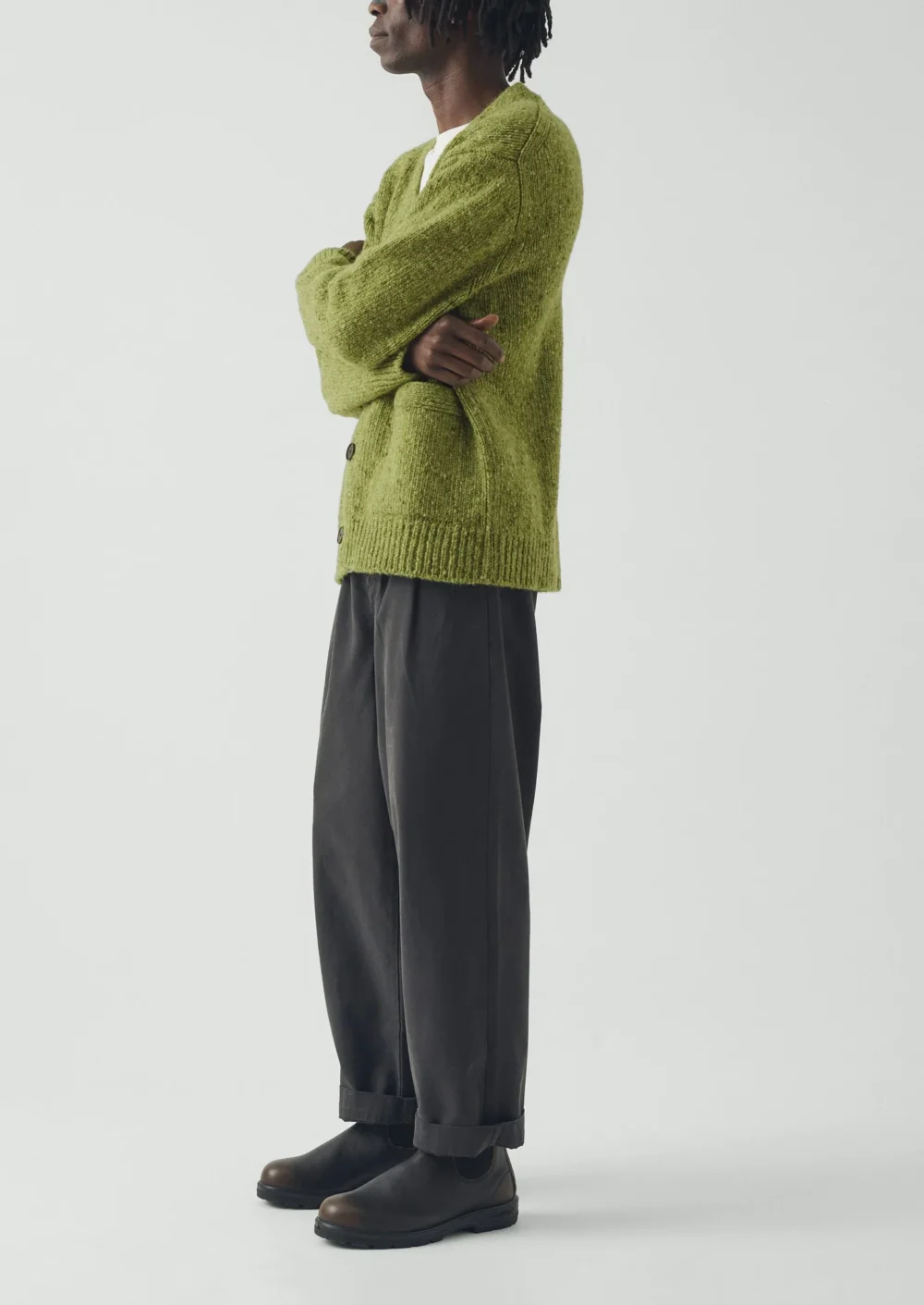Donegal Wool V-Neck Cardigan | Rainette Green - 5