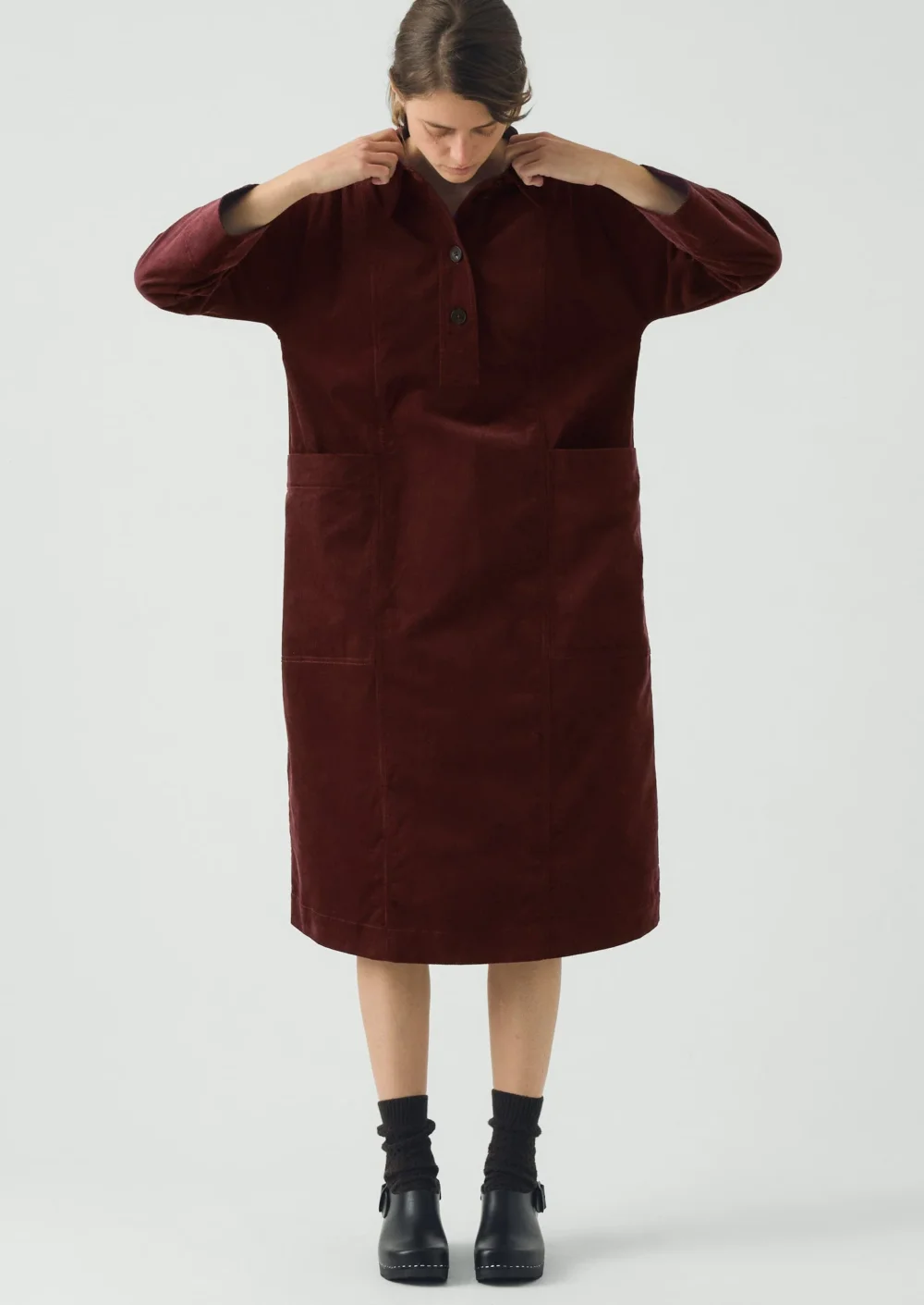 Cord Tunic Dress | Beetroot - 2