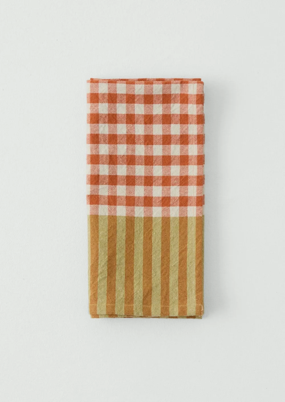 Hand Woven Siesta Check Napkin | Peach/Bright Olive
