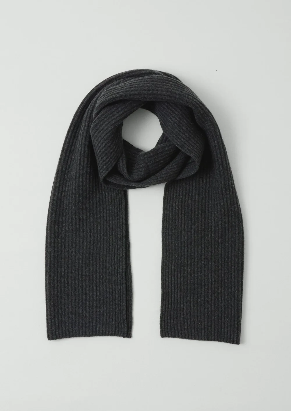 Wool Cashmere Fisherman Rib Scarf | Charcoal