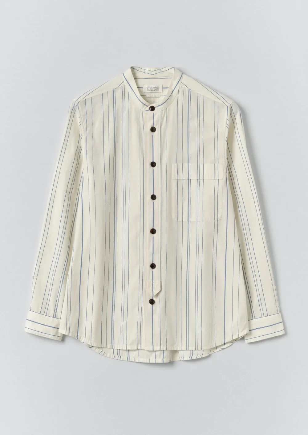 Jasper Irregular Stripe Cotton Shirt | Ecru/Cobalt