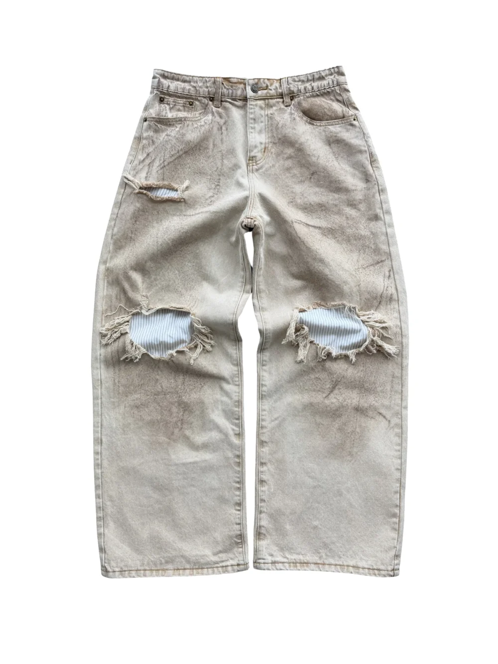 REPAIRED BEIGE ALPINE DENIM