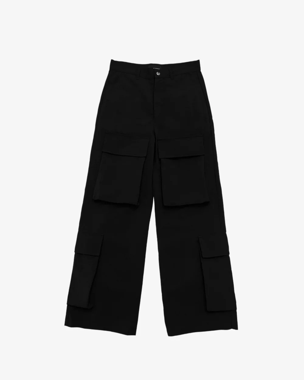 BLACK NYLON CARGO PANTS