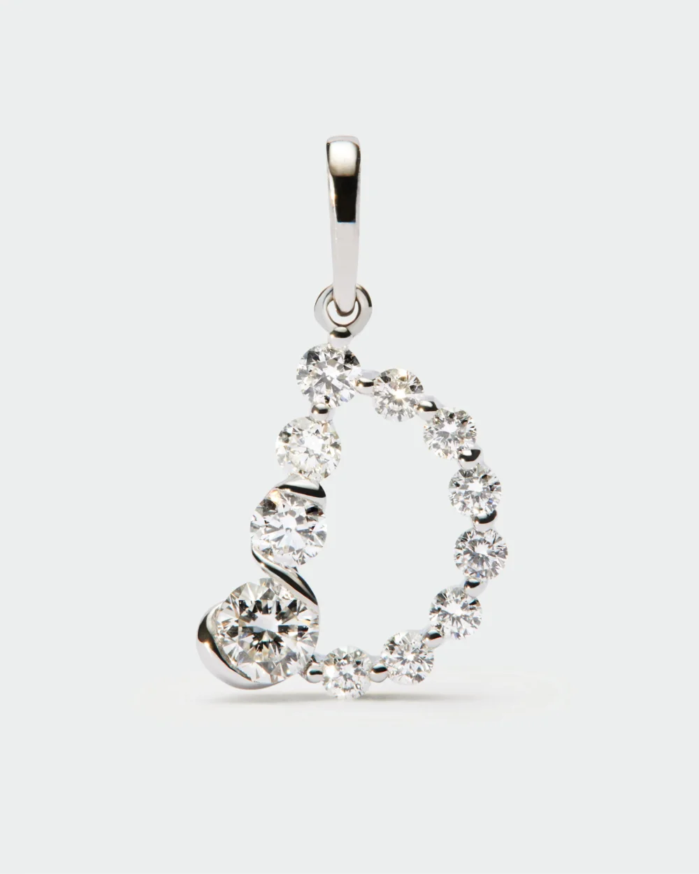 Diamonds and white gold D initial pendant