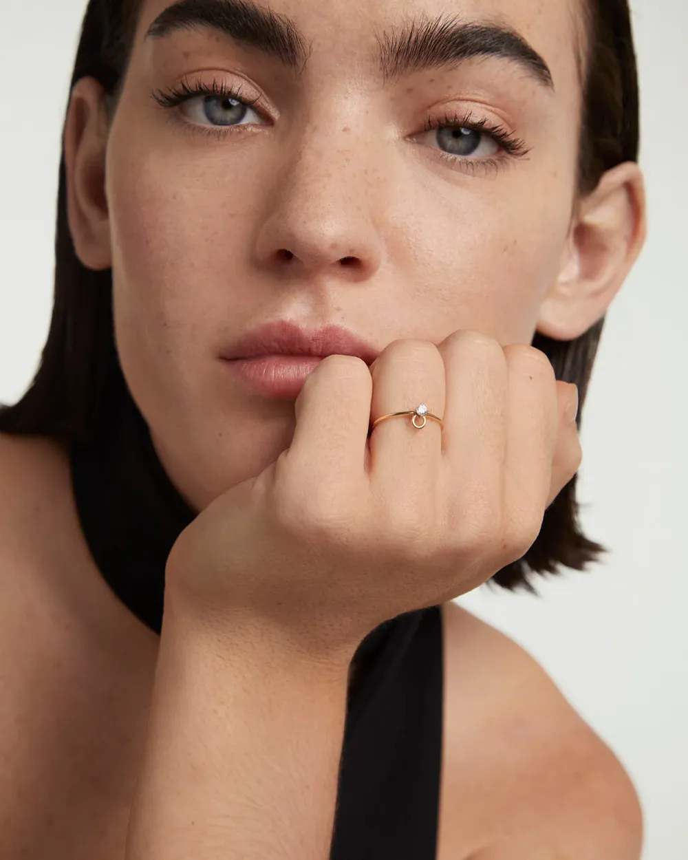GRID Diamond and Gold Ari Solitary Ring