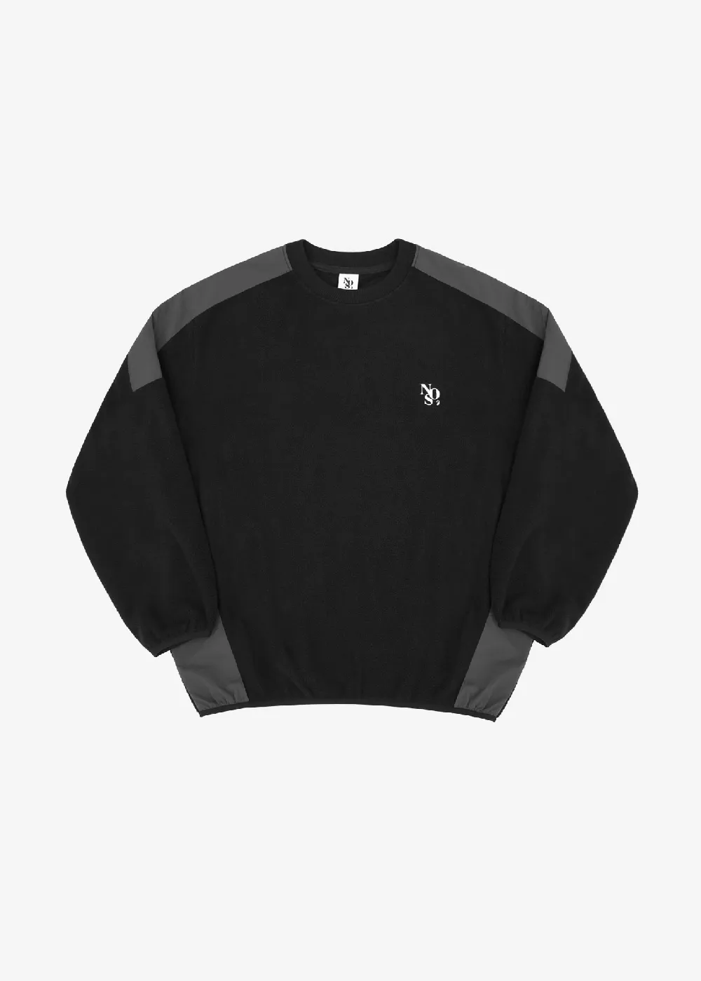 Color Block Fleece Man-to-Man - Black (M, L - Scheduled for sequential shipment after 12/22)