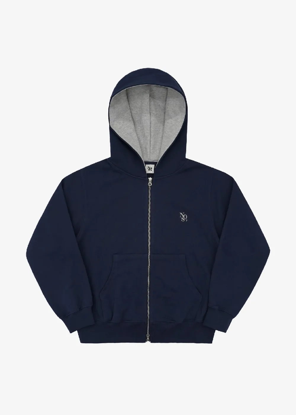 Cropped Logo Hoodie Zip-Up - Navy