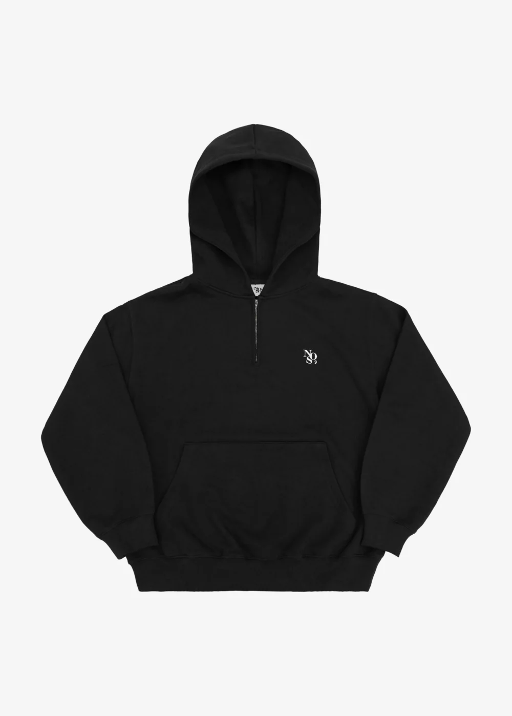 Half Zip-Up Hoodie - Black