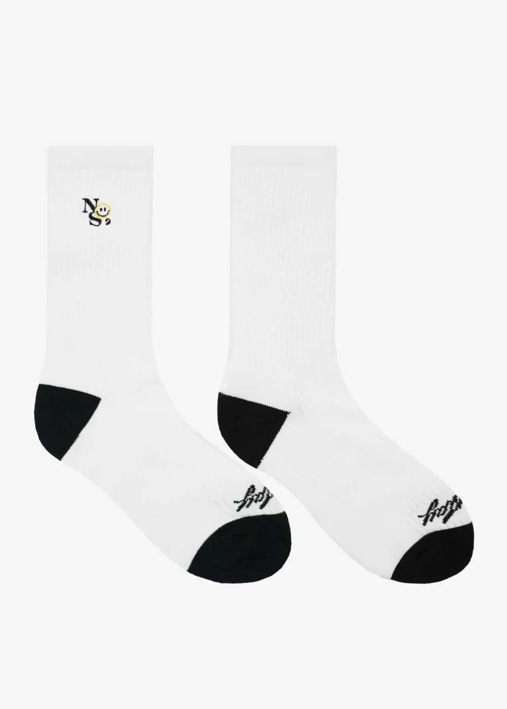 Smile Embroidery Socks - White