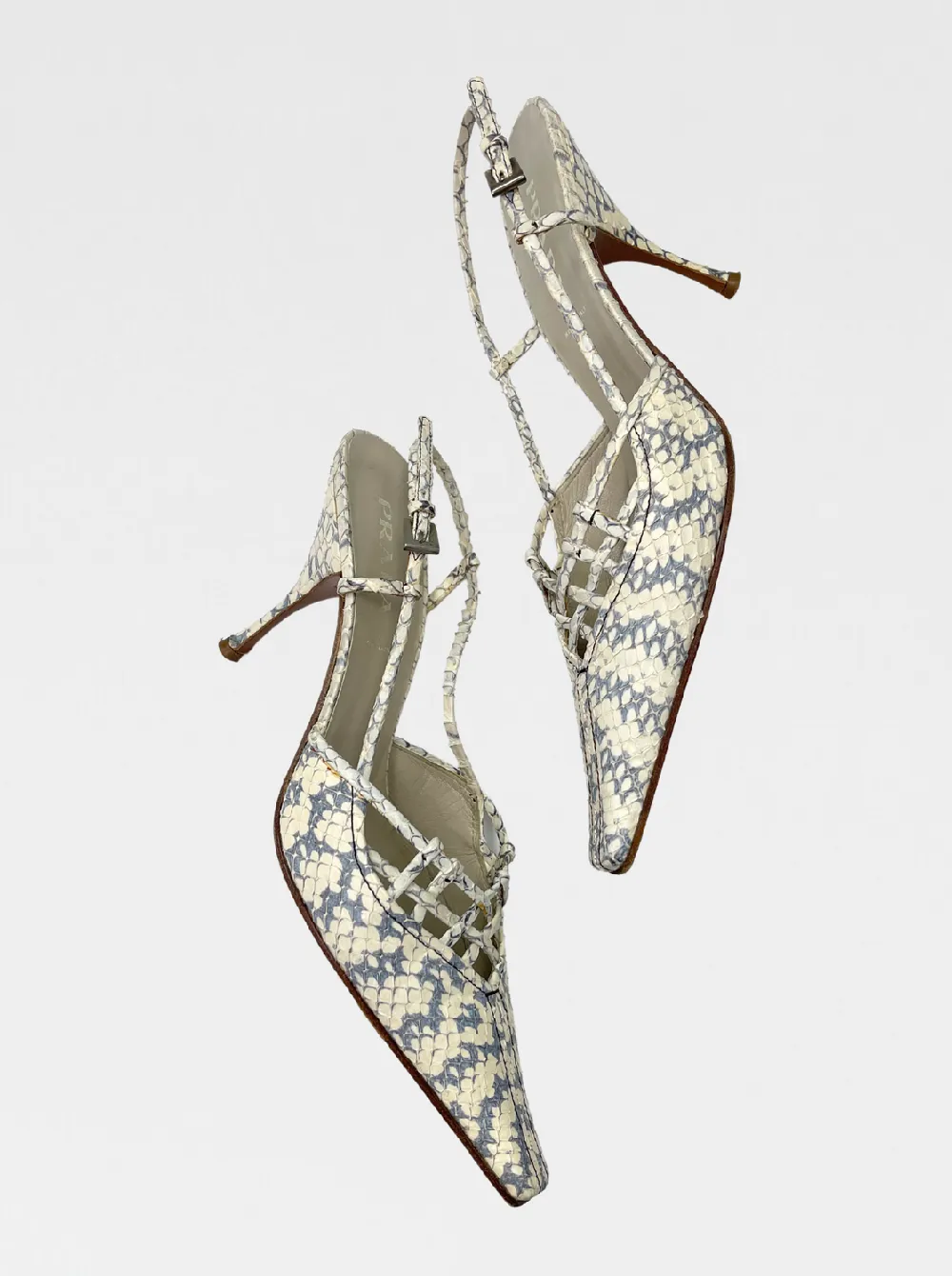 Prada Vintage Snake Leather Heels – Strappy Slingback Stilettos (IT 37)