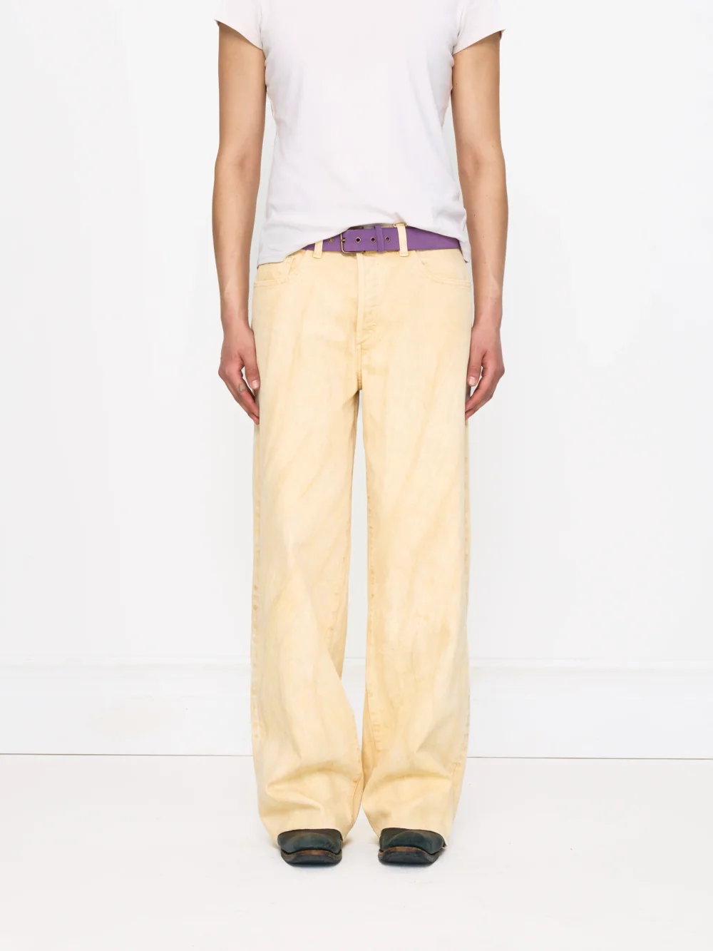 CREAM TIE DYE STRIGHT UNISEX JEAN