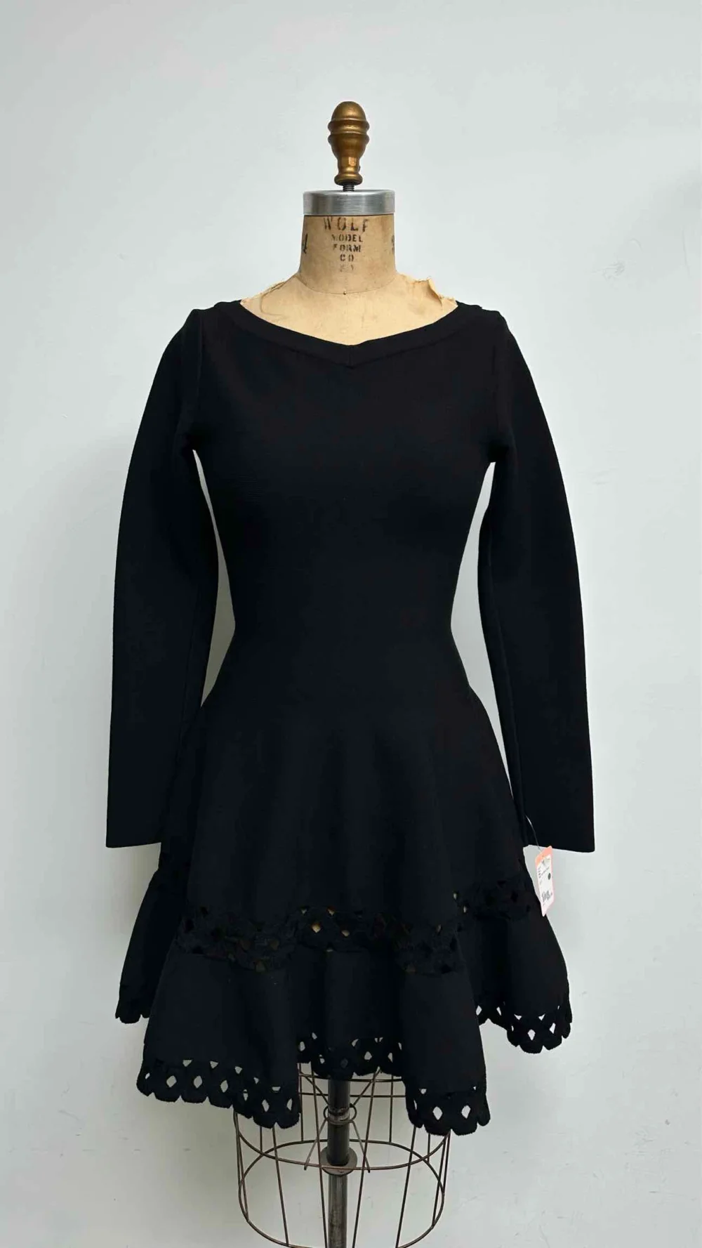 Alaia L/S Laser-cut Skater Dress
