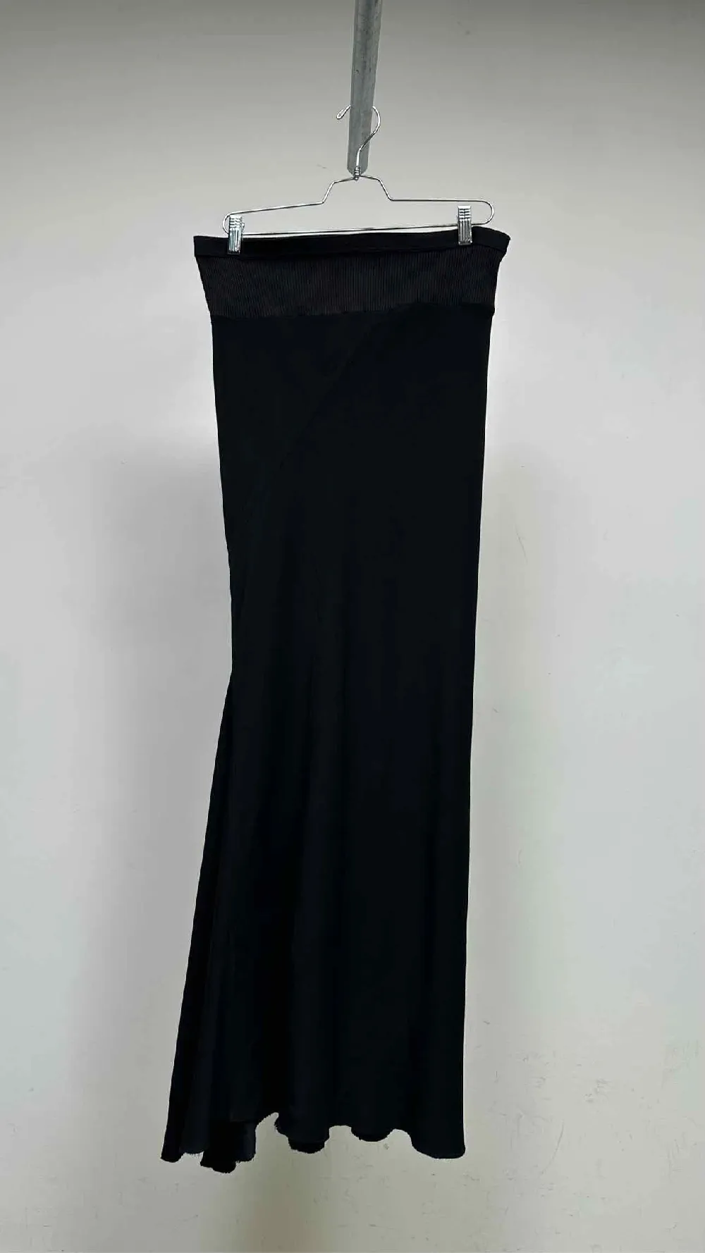 Rick Owens Rib Knit Waist Satin Maxi Skirt