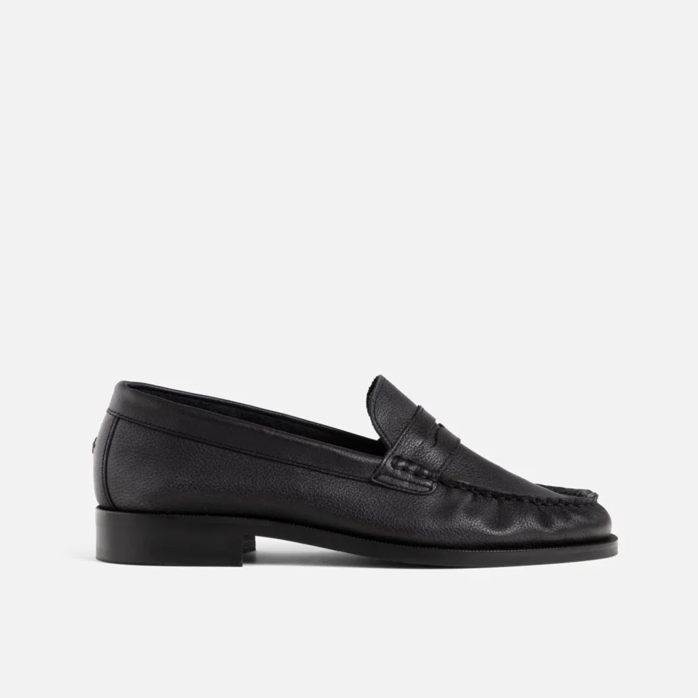 Ezra Black Tumbled Ruched Loafer - Women's