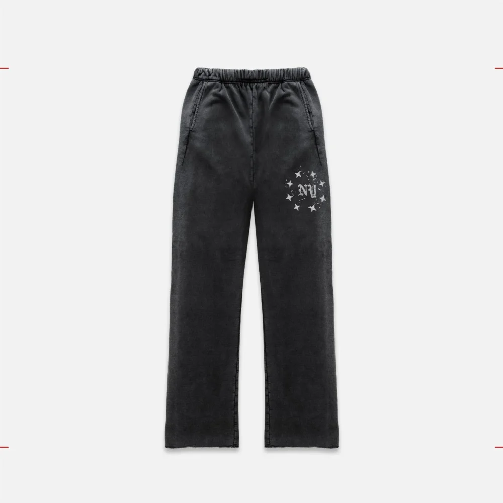 NY Paint Splatter Washed Grey Sweat Pant
