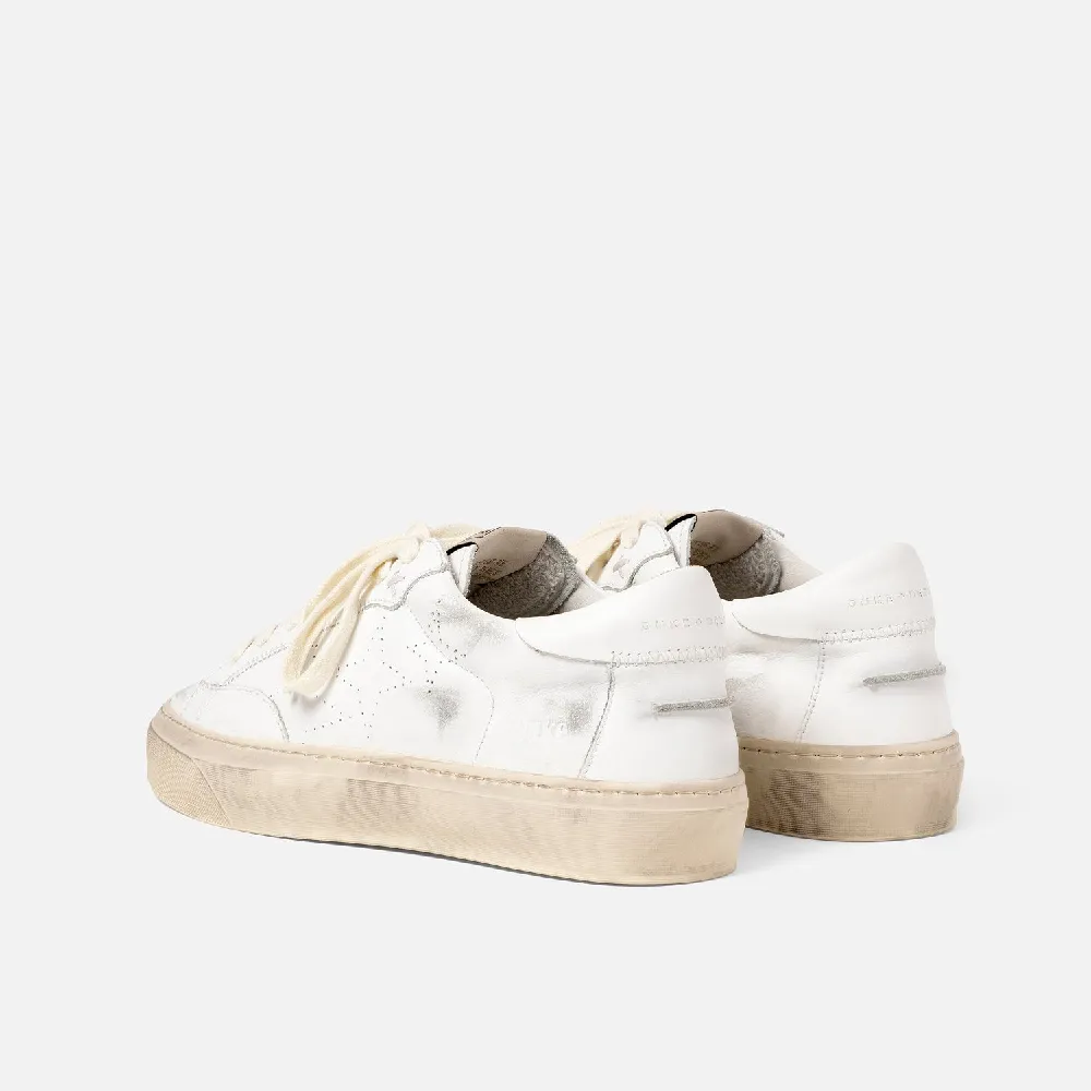 Plus Court White Distressed Sneaker - Women's - 5