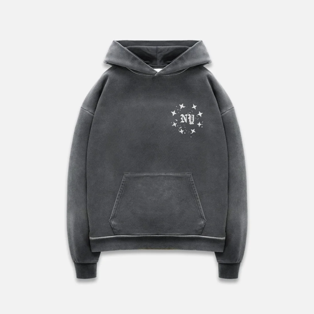 NY Paint Splatter Washed Grey Hoodie