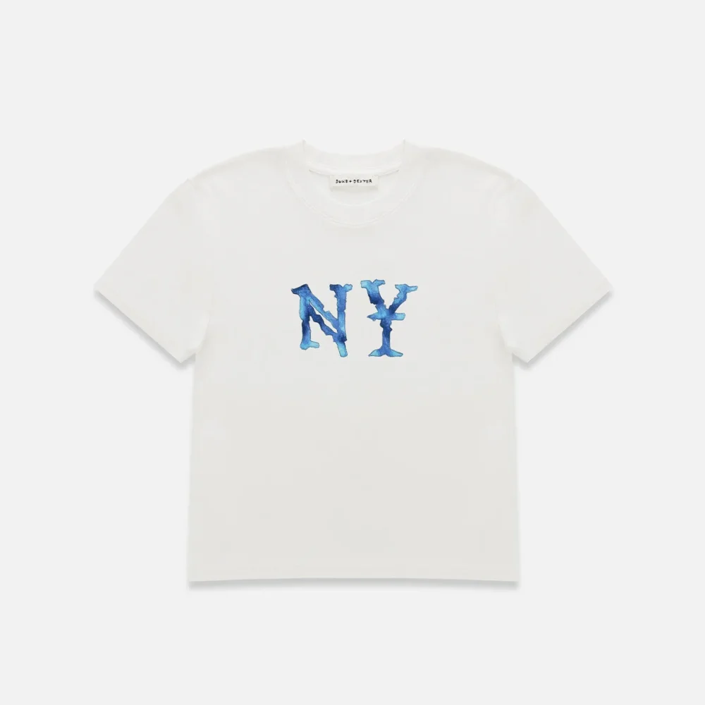 Watercolour NY Vintage White Baby Tee - Women's