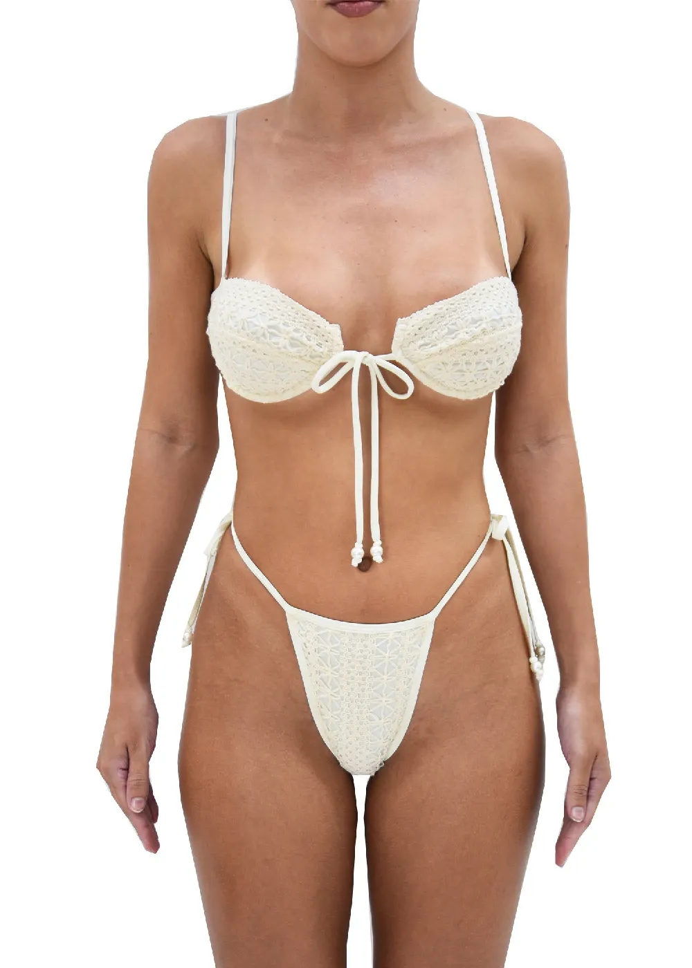 Dolce Vita Underwire Bikini Top | Beige Crochet - 4
