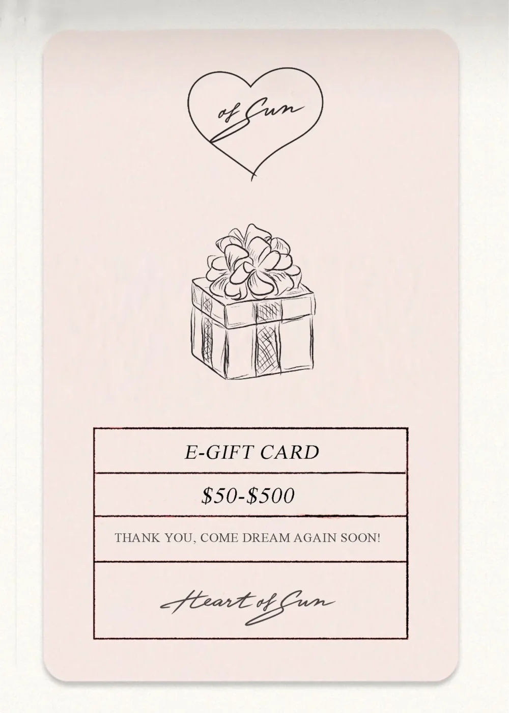 Heart of Sun Gift Card