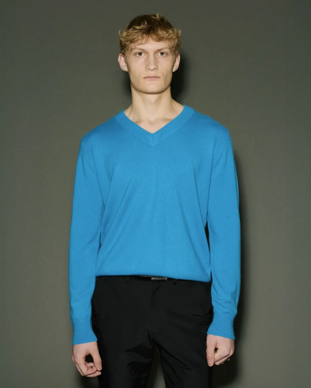 Knit Cashmere V Neck Bondi Blue