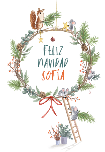 Tarjeta Corona Navideña