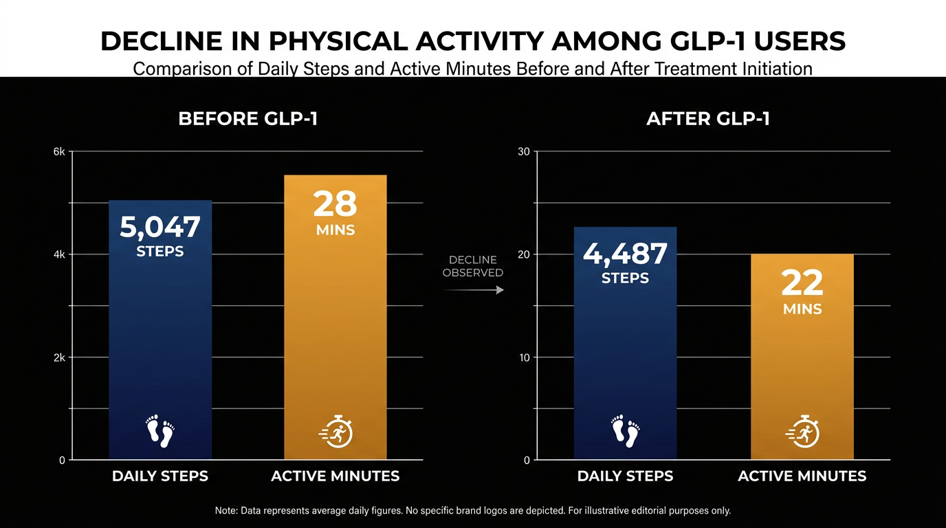 Data from the NIH All of Us Research Program shows a clear decline in both daily steps and moderate-to-vigorous activity.