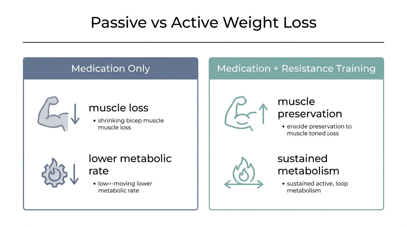 The trade-offs between relying solely on appetite suppression versus actively preserving lean mass through exercise.