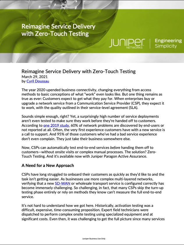 Reimagine Service Delivery with Zero-Touch Testing