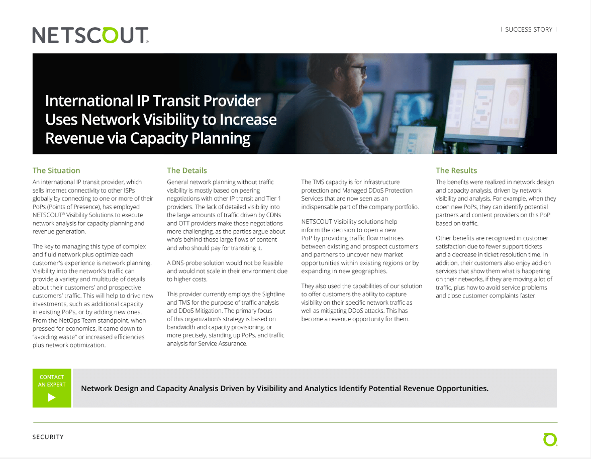 International IP Transit Provider Uses Network Visibility to Increase Revenue