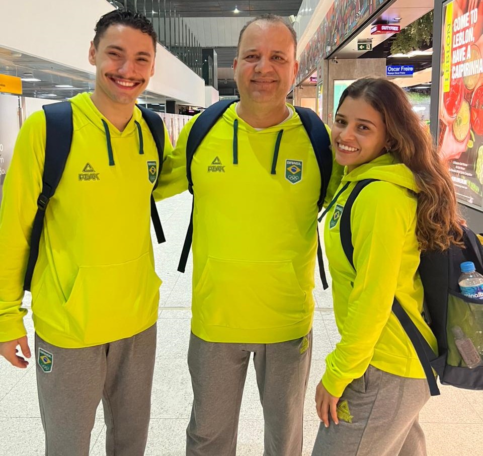 Rayan Castro (esq.), Alexandro Rungue (centro) e Alice Gomes (dir.) estão prontos para os Jogos Sul-Americanos (Foto: Divulgação/MTC)