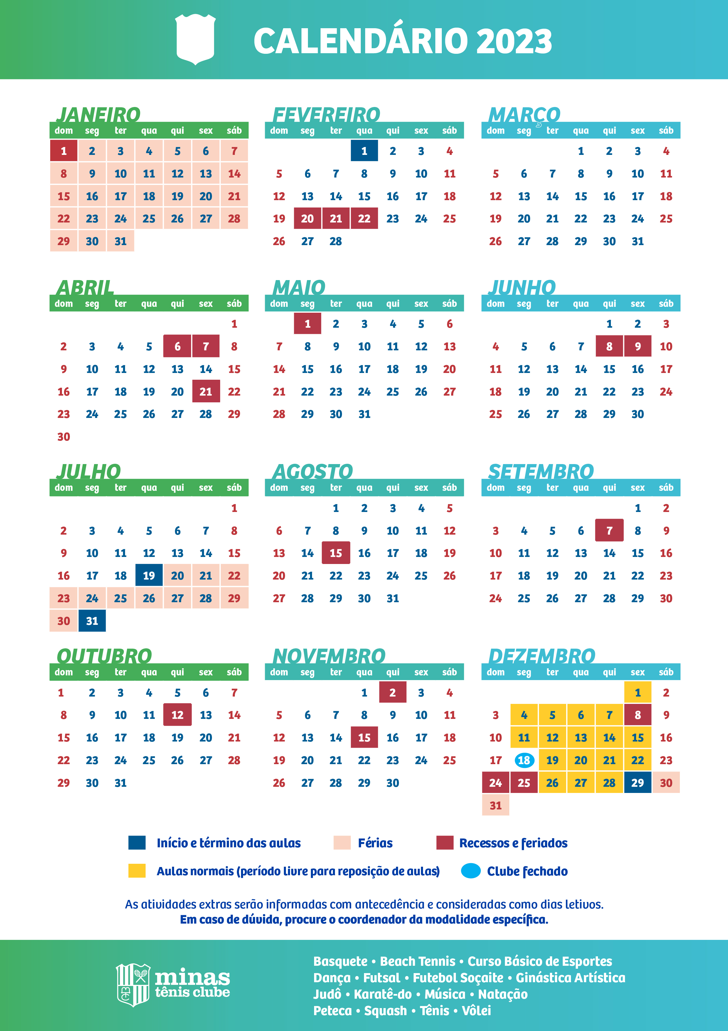 Tênis: o calendário do ano de 2023