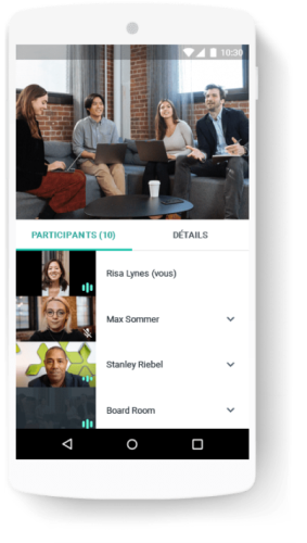 Interface Google Meet sur téléphone