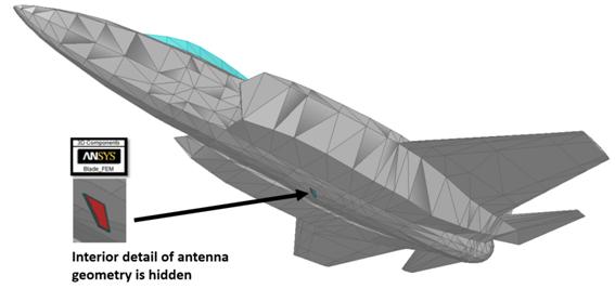 Detalle interior de la geometría de una antena escondida