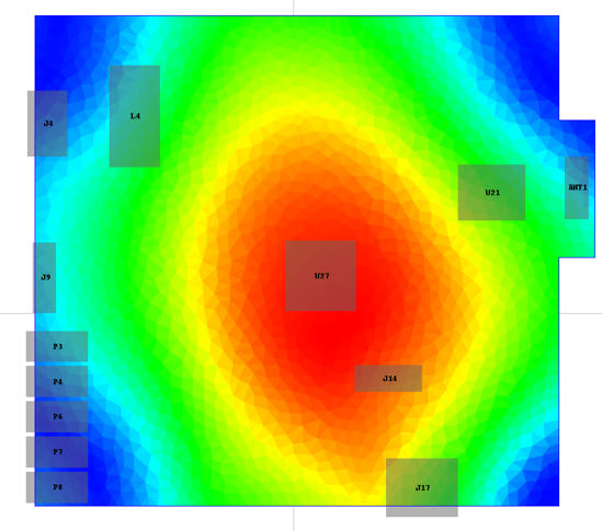 Simulação computacional na ferramenta Ansys Sherlock, testa uma placa de circuito impresso para prevenir riscos de confiabilidade de ciclos de temperatura.