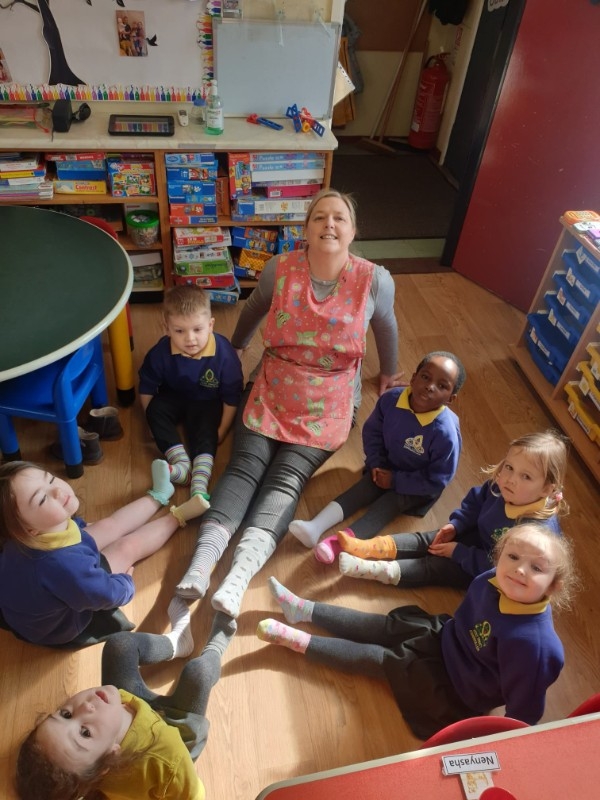 Miss Keaveney's Preschool class celebrate World Down Syndrome Day.