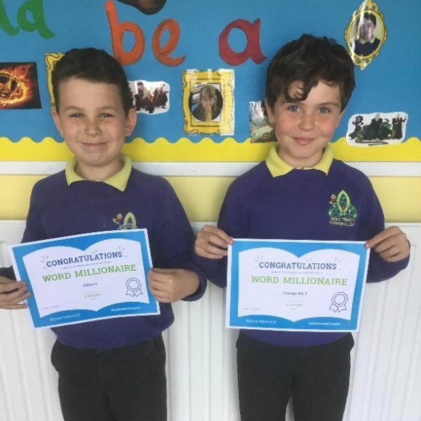 Congratulations to Cillian and Cormac from Miss Kelly's P6 class.  The boys have both achieved their million word target in Accelerated Reader. 