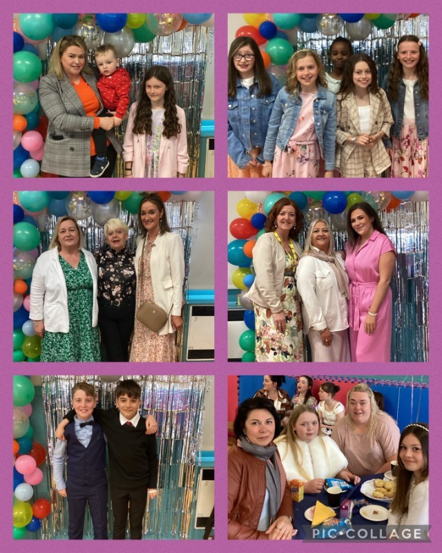 P7 children enjoy a Confirmation party with family.