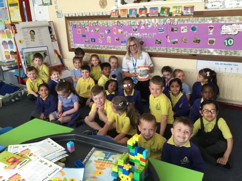 The dental nurse came to visit P1 classes today. She showed the children how to brush their teeth properly and recommended regular brushing.
