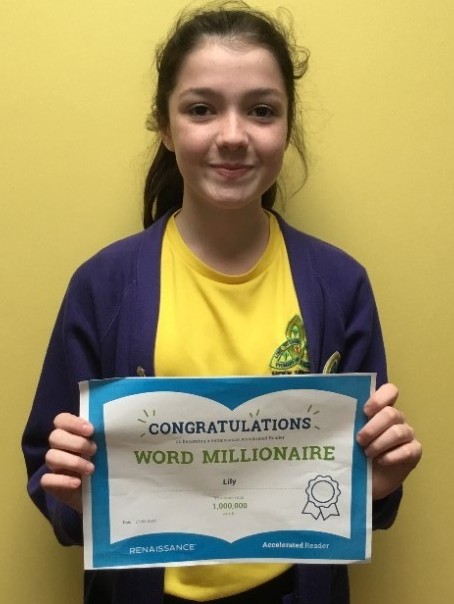 Congratulations to Lily on becoming an AR Word Millionaire, brilliant reading Lily.